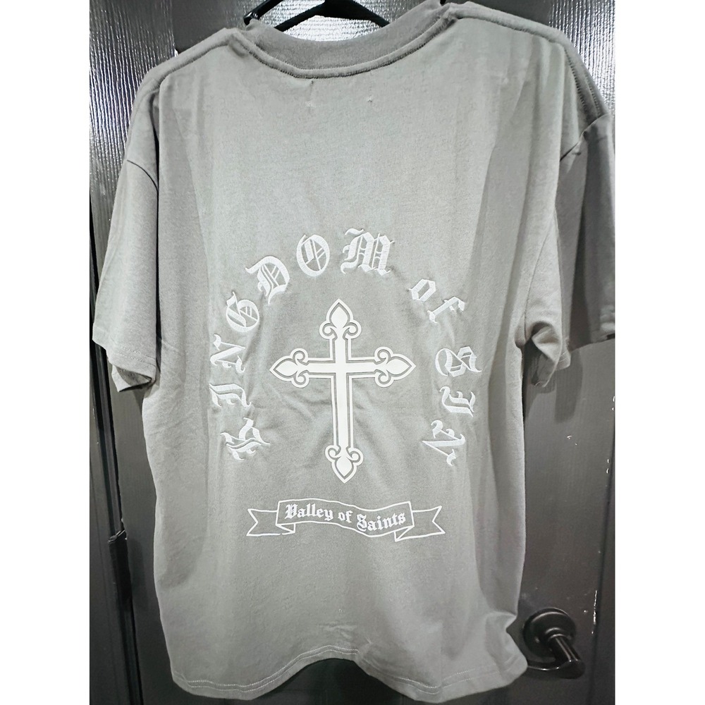 Jaqwin Mens Heavyweight Drop Shoulder T-Shirt Charcoal Gray Gothic Cross Small - Picture 8 of 8